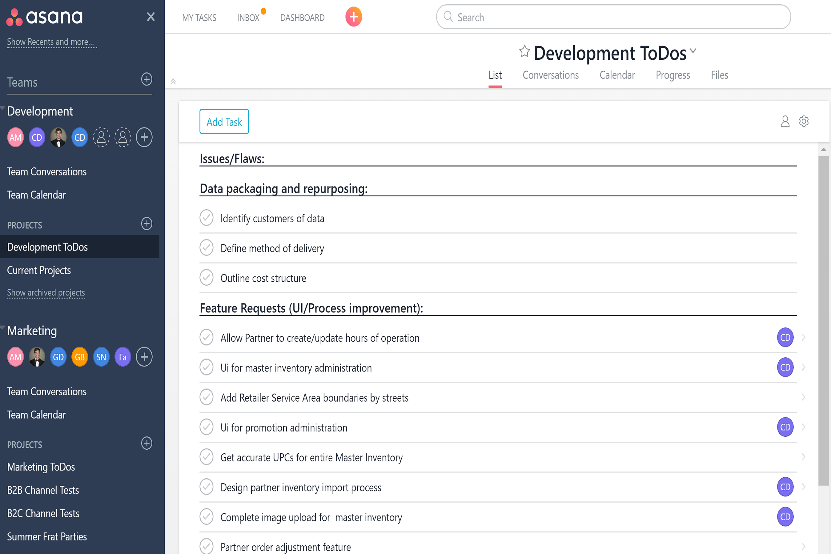 Project management tracking